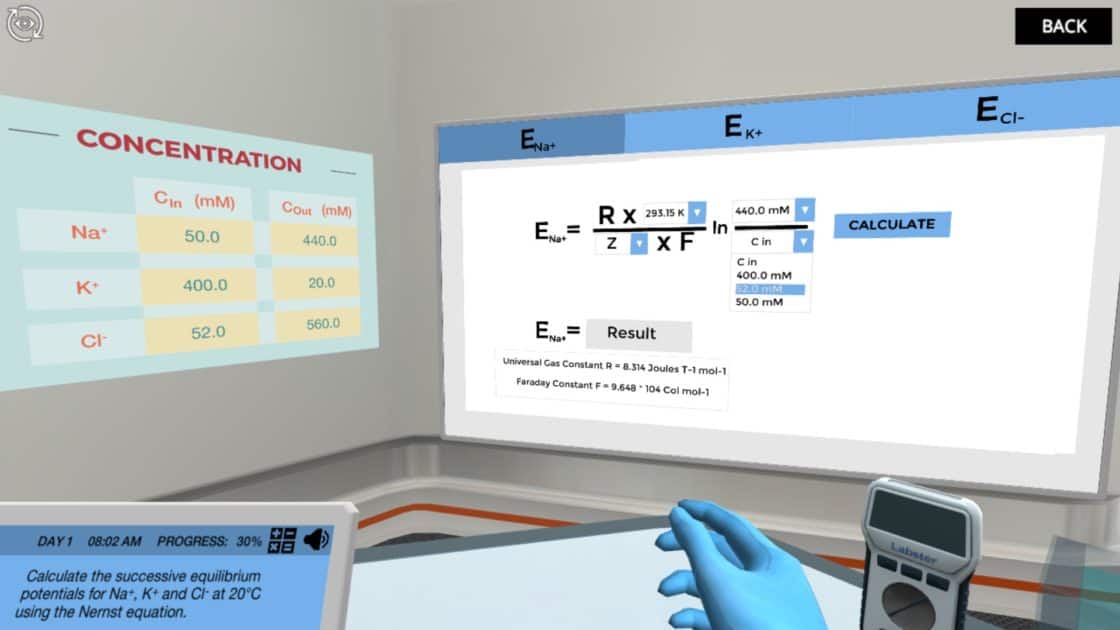 Action Potential Experiment with a squid neuron Virtual Lab Labster